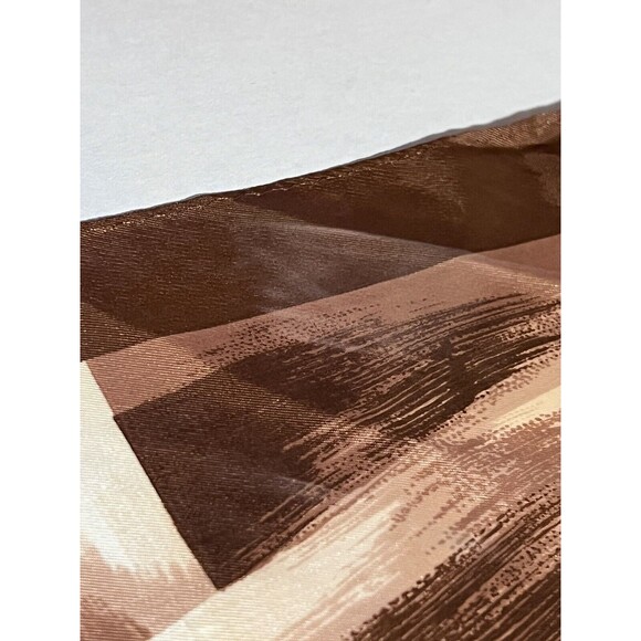 Vintage Square Brown Scarf Hand Printed Rolled Edge Made In Japan Brush Strokes - Picture 3 of 8